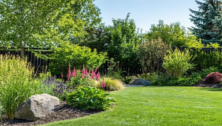 Beautifully landscaped yard with native plants