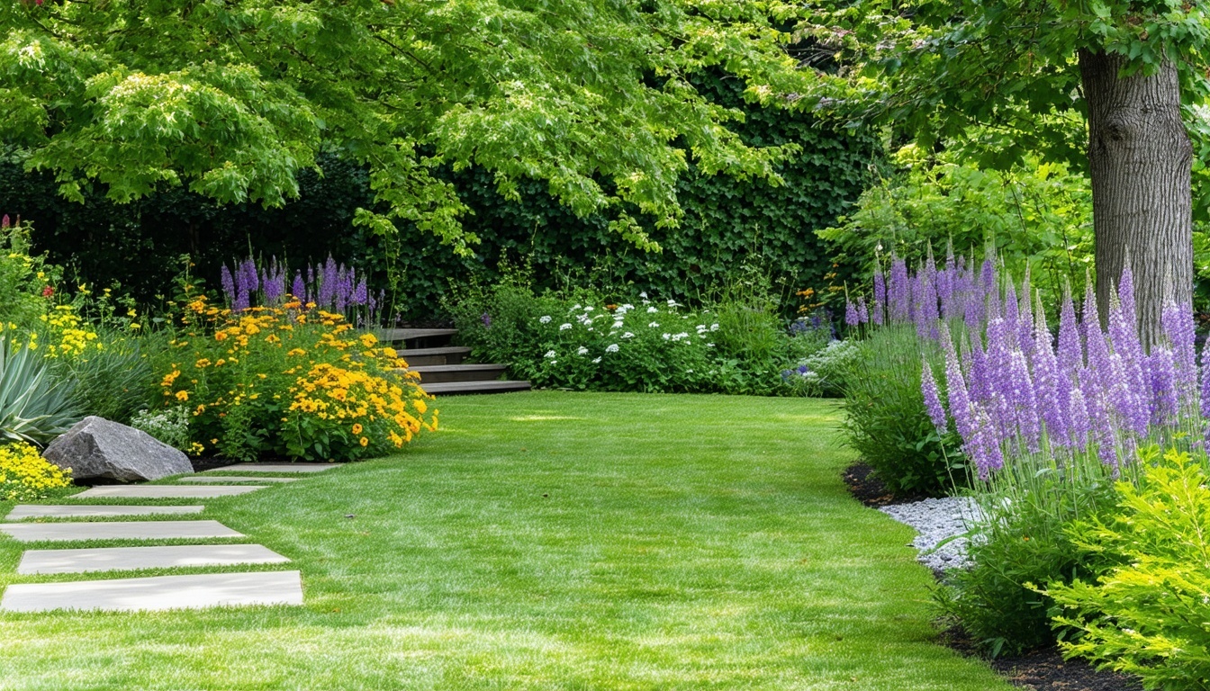 Lush yard with native plants