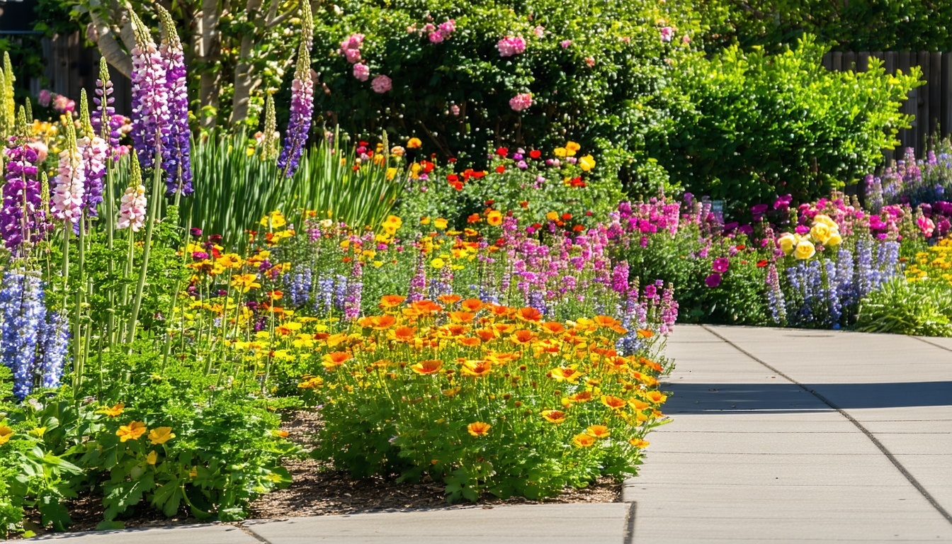 A stunning Sacramento garden in full bloom with a